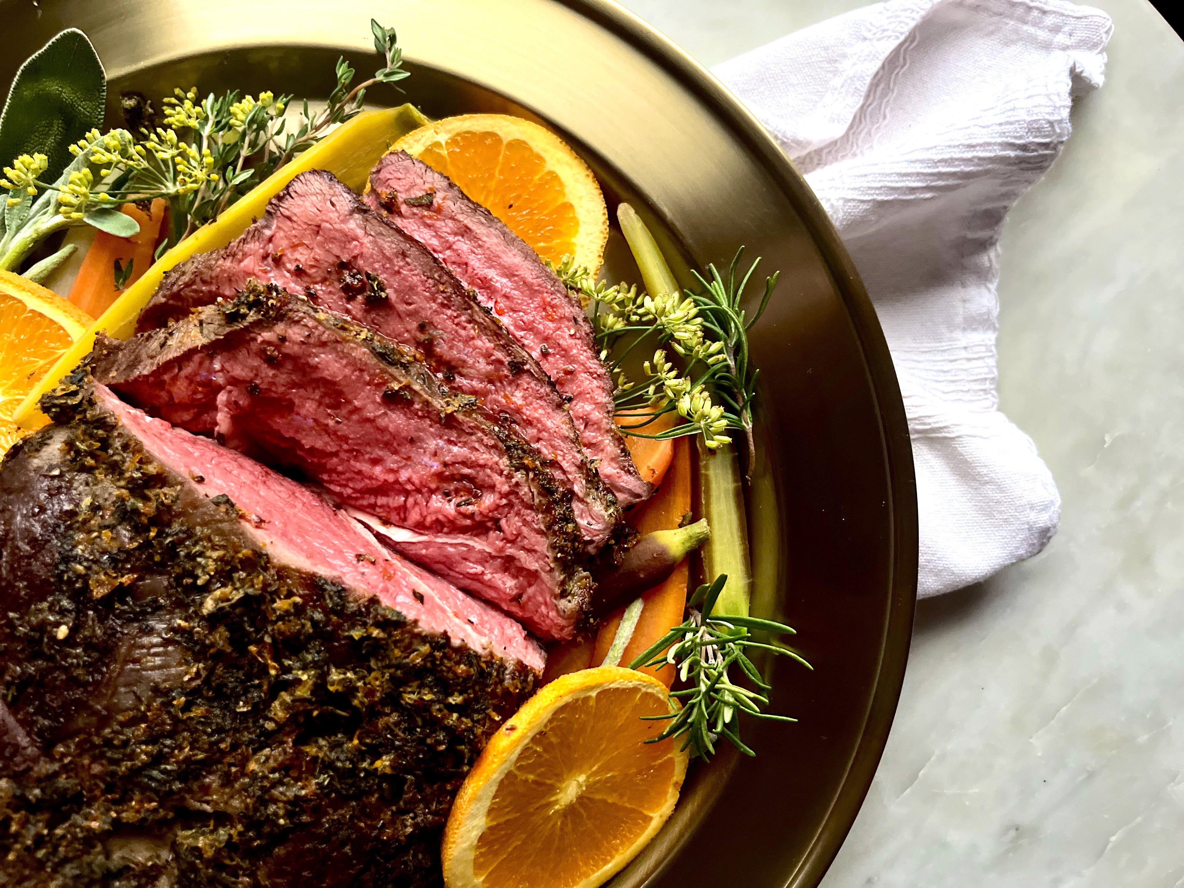 Herb & Orange Crusted Sirloin Tip Roast - Grand View Beef