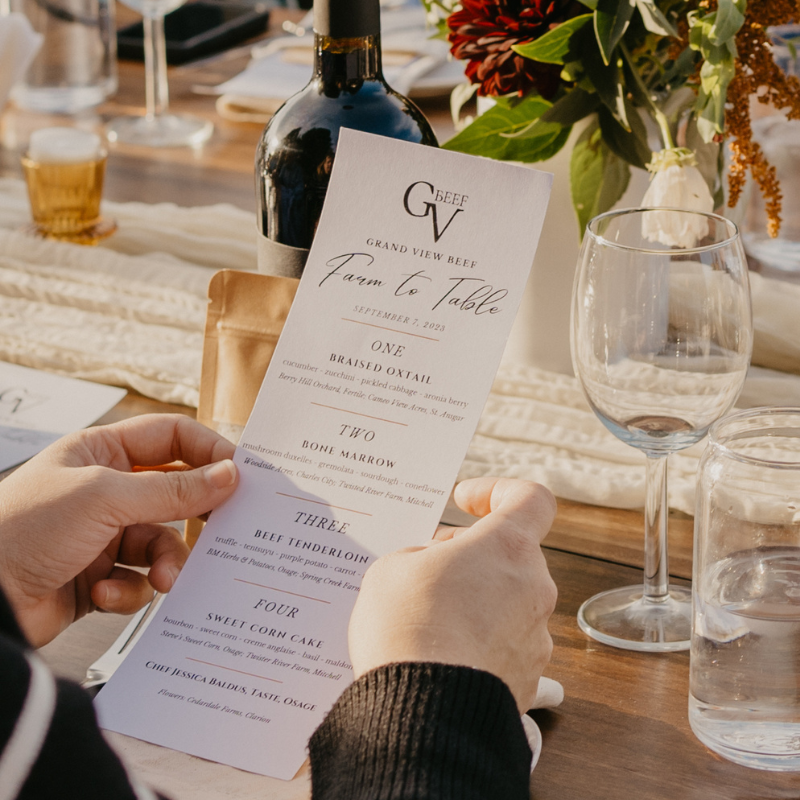 Grand View Beef Farm to Table Dinner