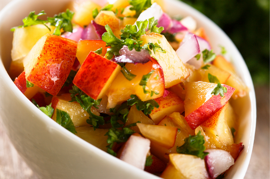 peach salsa in a bowl